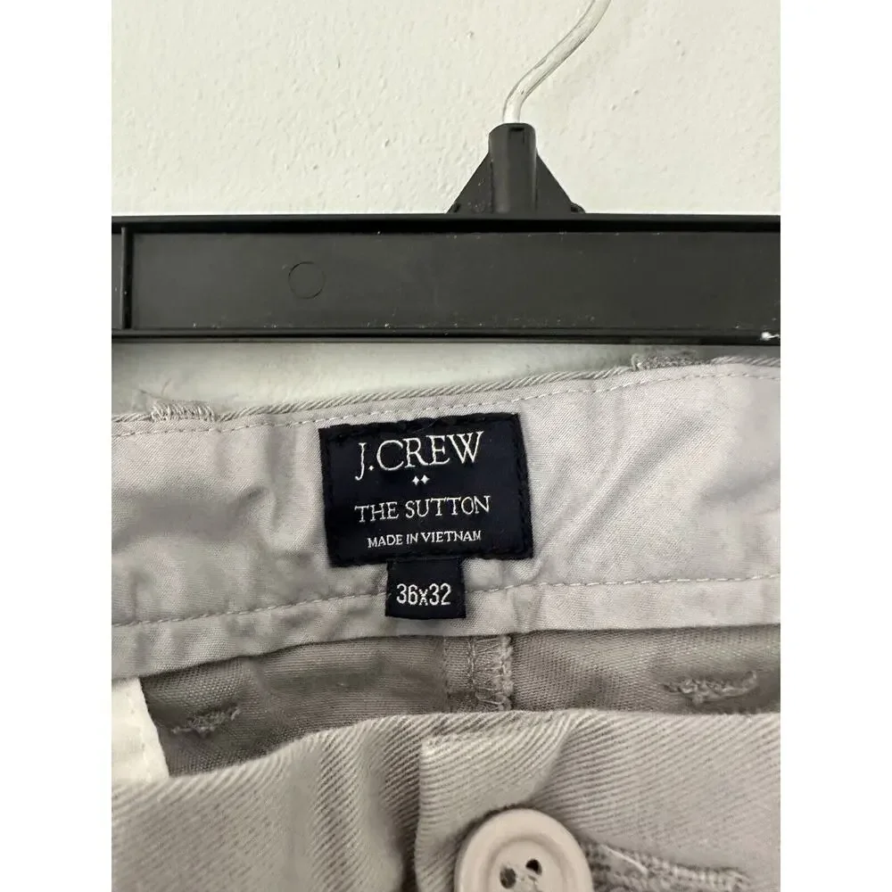 J.Crew Pants Mens 36x32 Gray Straight Fit Casual Stretch Cotton Khaki Chinos